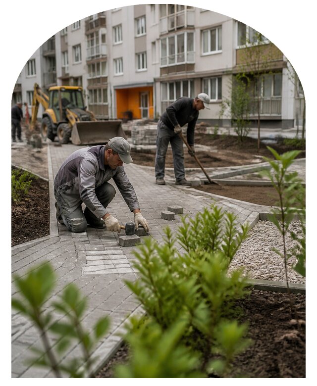 Благоустройство двора многоквартирного дома в Сланцах